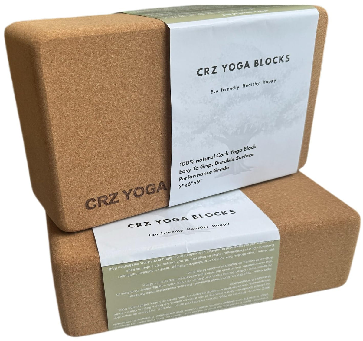 Cork Yoga Blocks 2-Pack Premium Portuguese Natural Yoga Blocks High Density with Non-Slip Surface Eco-Friendly Yoga Accessories Ideal for Yoga Pilates Stretching Men and Women